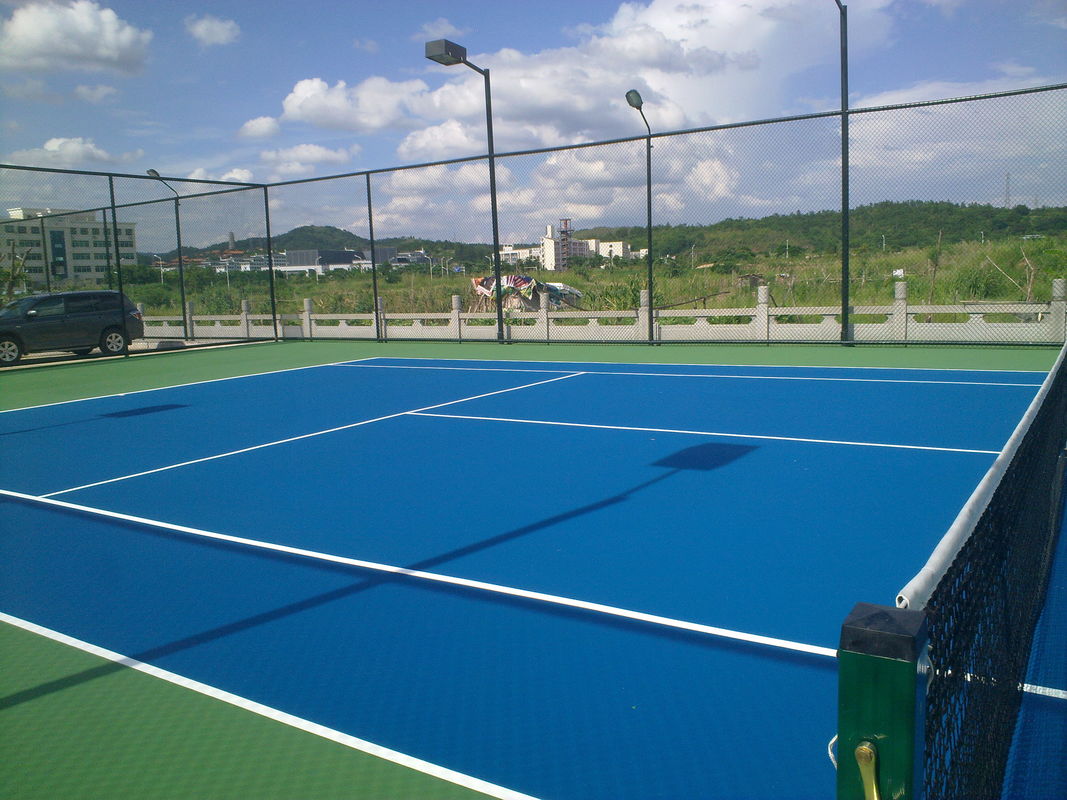 High Hardness Olympic Blue Color Acrylic Sports Flooring For Tennis Court Easy To Install